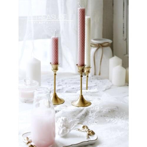 Pure copper candle holder golden candlestick decoration simple European style
