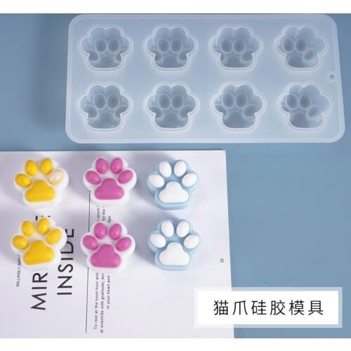 DIY crystal gutta percha mold semi solid cat paw doll lovely mirror frosted silicone mold wholesale molds
