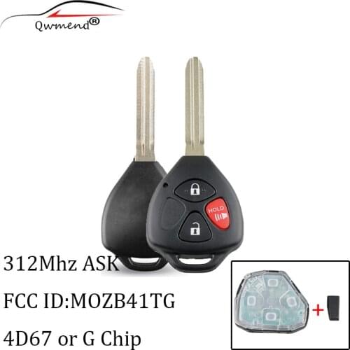 QWMEND For Toyota Yaris 2005 2006 2007 2008 2009 2010 2011 Transponder 4D67/G Chip 312Mhz MOZB41TG 3Buttons Remote Car key Fob