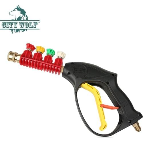 High pressure washer spray water gun with 4PCS quick connected metal nozzle car wash shop accessory city wolf auto cleaning tool