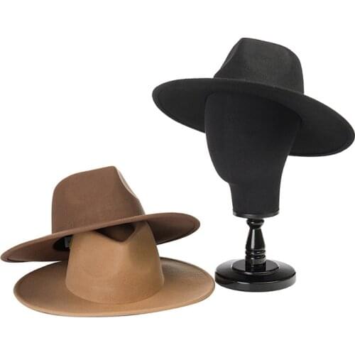 VRIGINER Big Brim Fedora Hat 9.5 Cm Panama Classic Jazz Mens Hat Cowboy Womens Black Felt Hat New Womens Wide-brimmed Hat