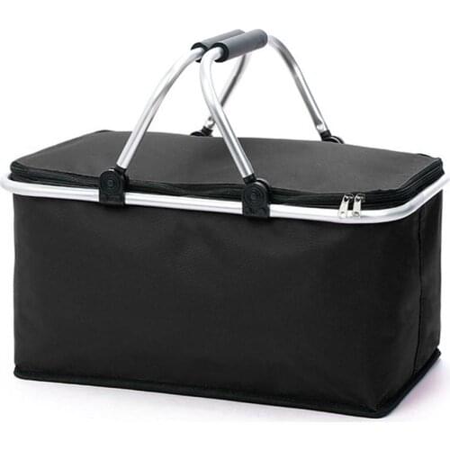 Picnic Basket Folding Large Capacity Waterproof Lunch Bag Portable Tote Lunch Storage Bag Insulation Ice Pack Outdoor Picnic Bag