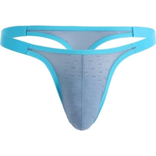 Men G-Strings Thong Patchwork Underwear Ice Silk Sexy Gay Sissy Tanga Hombre Jockstrap Penise Bag Breathable Thin Men Underwear