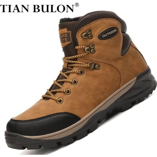 Mens Winter Snow Boots Warm Men High Quality Waterproof Leather Sneakers Outdoor Male Military Hiking Boots Work Shoes 40-47