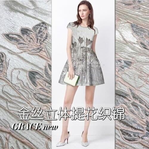 Three-dimensional dyed jacquard brocade fabric positioning gold jacquard fabric dress clothing gold brocade fabric cloth
