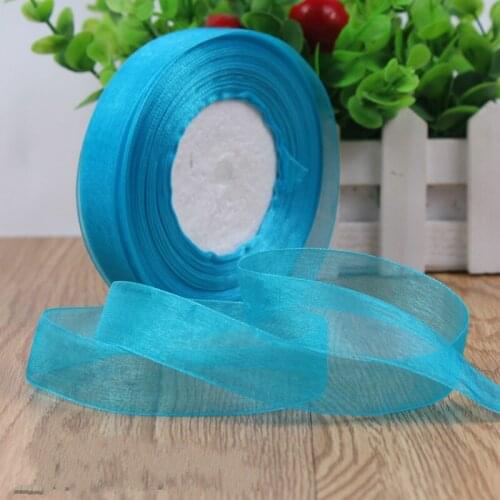 Turquiose Organza Ribbons 50 Yards 20mm Wedding Party Handmade Material DIY Headwear & Sewing Decoration Accessories