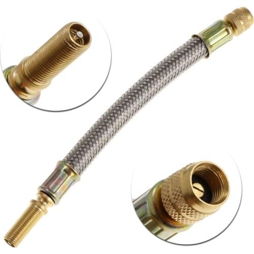 New Arrival 1pc 150mm Stainless Steel Braided Flexible Hose Car Wheels Tyre Valve Stems Extensions Tube Adapter