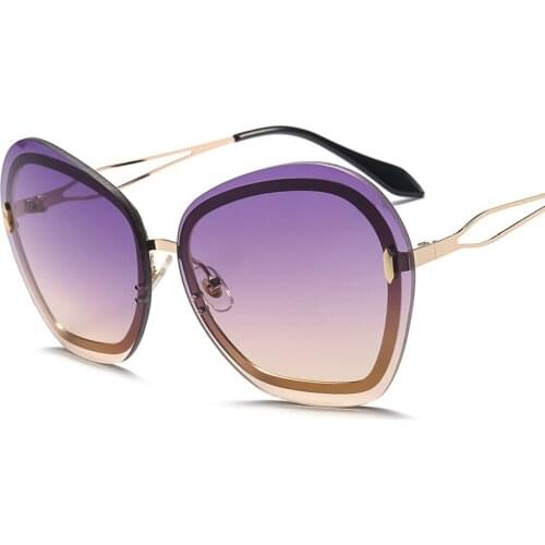 Womens Rimless Sunglasses Metal 2020 High Quality Men Shades Fashion Luxury Sun Glasses Female Ladies Eyewear Christmas Gift
