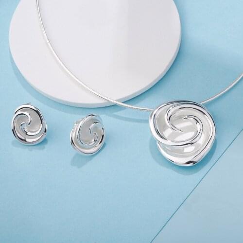 SA SILVERAGE Pendant Necklaces Stud Earrings 2020 Fine Jewelry 925 Sterling Silver Jewelry Sets for Women Rose Flower Choker