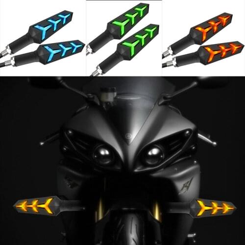 2pcs Motorcycle LED Turn Signal Light 4 Colors Universal Flowing Water Blinker Flashing Sequential Indicator Light Modification