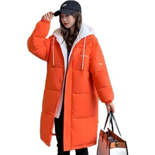 2021 Long Jacket Winter Women New Style Splicing Womens Hooded Jacket Plus Size Clothing Vintage Parka Women Students Jackets