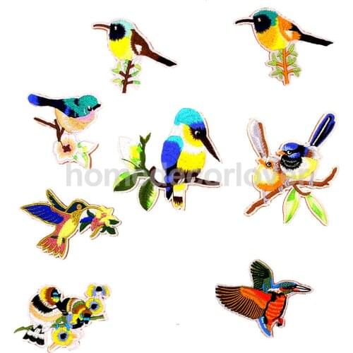 8 Pieces Assorted Iron On Patches DIY Birds Shape Garment Accessories Sew Applique Motift Clothes Decoration