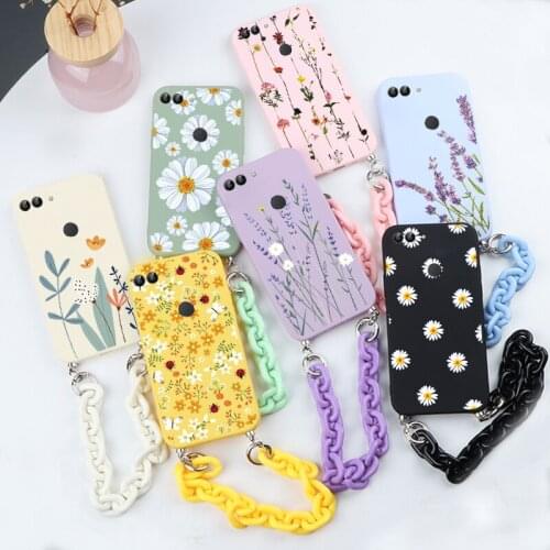 Chain Phone Cover For Huawei P Smart 2018 Case Cute Flower Fundas For Huawei P Smart FIG-LX1 PSmart 5.65" Soft TPU Silicon Coque