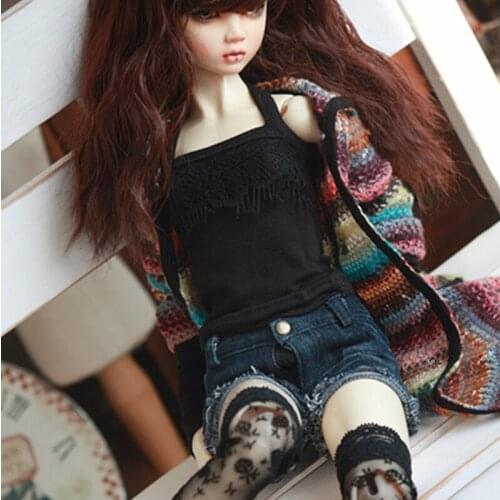 D03-P427 children toy BJD DD SD MSD 1/6 1/4 1/3 dolls clothes black Lace camisole socks 1pcs