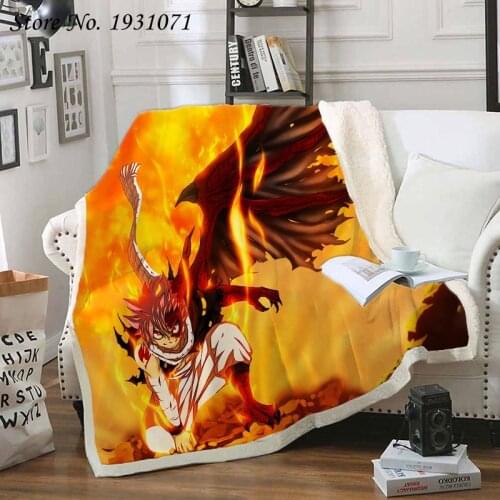 Anime FAIRY TAIL 3D Printed Fleece Blanket for Beds Thick Quilt Fashion Bedspread Sherpa Throw Blanket Adults Kids 16