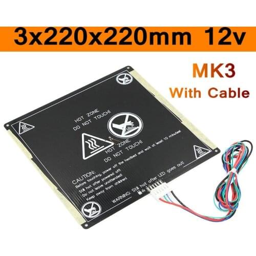 Anet A6 A8 MK3 12V Hotbed Aluminum Heated Bed Upgraded from MK2B & MK2A for Mendel RepRap i3 3D Printer Hot bed with Cable Easy