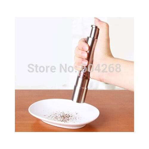 Hot selling!Portable Stainless Steel Thumb Push Salt Pepper Grinder Spice Sauce Mill Grind Stick Kitchen tool Cooking tools