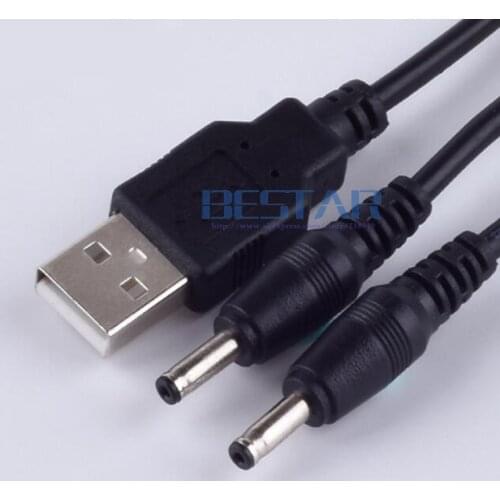 USB to 3.5 mm/1.35 mm 1 in 2 out DC splitter Cable 5 Volt 2A DC Barrel Jack Power Y Cable USB 3.5x1.35mm 1.5m