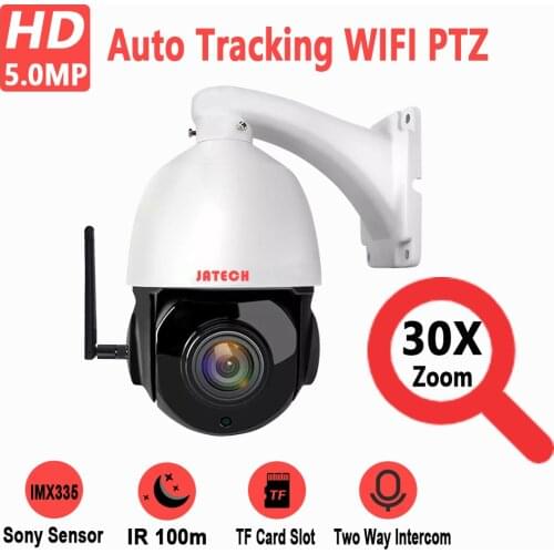 5MP 30X WIFI Auto Tracking PTZ Security Camera IR 100m Two Way Intercom Voice Alert Human Detect SONY IMX335 Starligt Sensor PoE