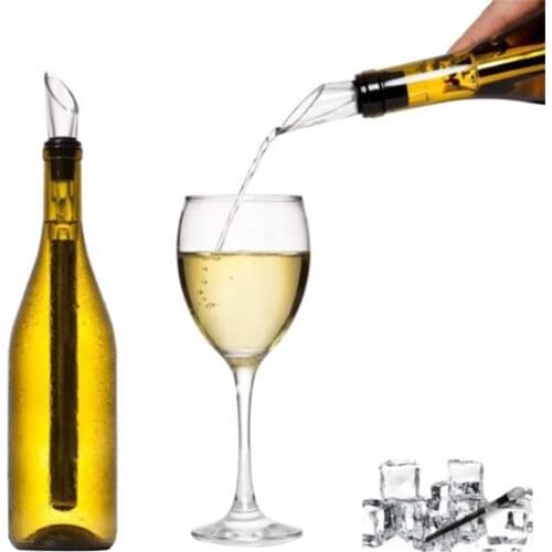 Stainless Steel Ice Wine Chiller Stick With Wine Pourer Wine Cooling Stick Cooler Beer Beverage Frozen Stick Ice Cool Bar Tool