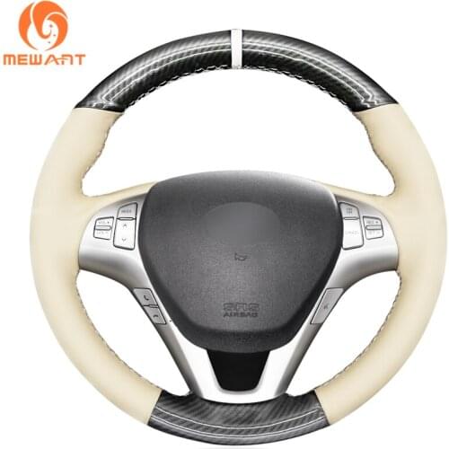 MEWANT Black PU Carbon Fiber Car Steering Wheel Cover for Hyundai Genesis Coupe 2010 2011 2012 2013 2014 2015-2016
