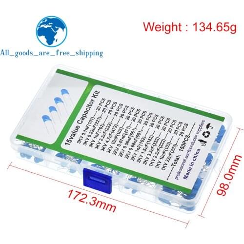 15Values*20Pcs Capacitor Set High Voltage Ceramic Capacitors Assortment Assorted Kit Box 1nF 2.2nF 10nF 22nF 0.47nF 0.56nF-10nF