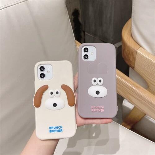 New Cute Cartoon dog rabbit Soft Silicone Phone Case For iphone 12 11 pro max 12mini SE20 6S 7 8 Plus XS MAX XR X with Hang rope