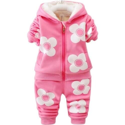 New Autumn Winter Boys Girls Clothes Set Children Plus Velvet Suits Casual Warm Thicken Cartoon Hooded Outfits Tracksuit 0-4Y