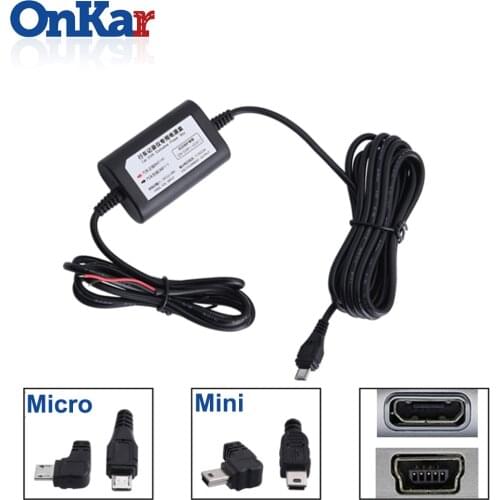 ONKAR Car Dash Cam Mini USB Port DC 12/12V to 5V Car Charger Cable 24H Parking Monitor Cable For Car DVR Exclusive Power Box