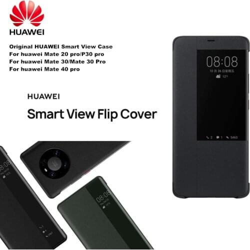 Original Huawei Mate 20 Pro/P30 Pro/Mate 30 Pro/Mate 40 Pro Smart View Mirror leather Protection Cover Flip Auto Sleep case