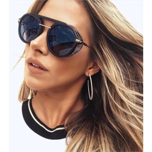 Retro Steampunk Oval Sunglasses For Men Women Punk Style Black Lens Metal Frame Round Sun Glasses Steampunk Fashion Accessories