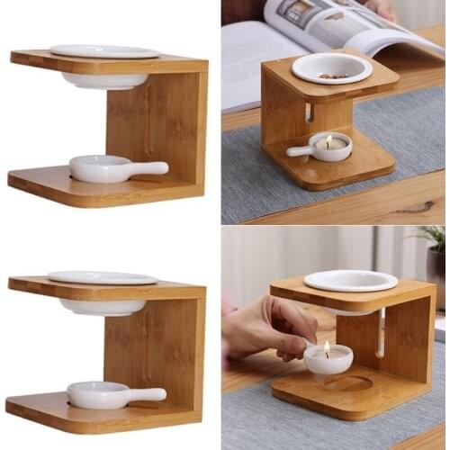 D08D Aromatherapy Stove Crafts Ornaments, Bamboo Wood Creative Household Candle Lamp Holder for Yoga Spa Home Bedroom Decor