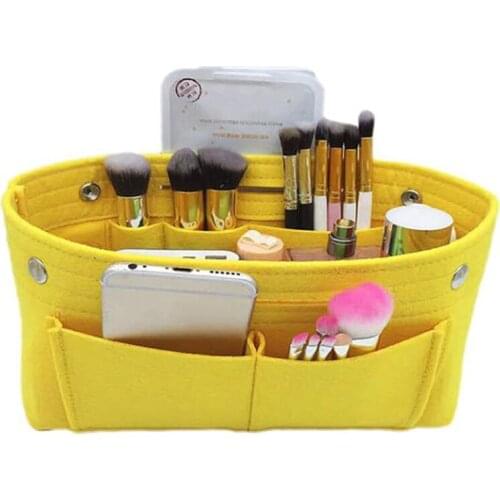 Portable Multifunction Travel Cosmetic Bag Large Capacity Purse Organizer Felt Bag Handy Handbag Portable Pouch Bags Cases