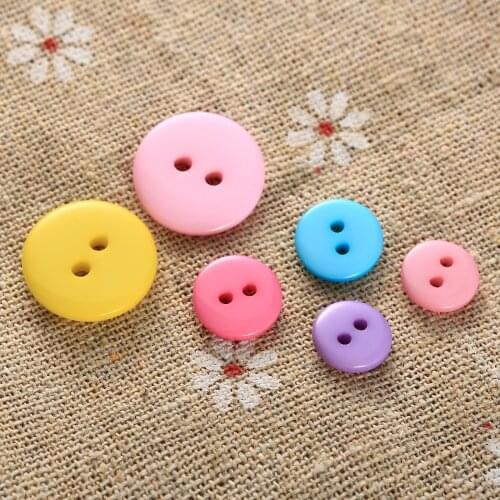 100Pcs Colorful 9/10/15mm Resin 2 Holes Sewing Round Shape Buttons Clothes Decorative Button Scrapbooking Card DIY Craft Making
