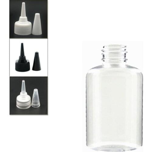 120ml empty boston round plastic bottle , clear pet bottle with black/white/transparent Twist Top Caps, pointed mouth top cap