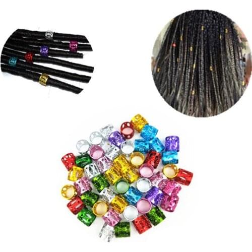 30pcs Mixed Beads Adjustable Hair Braids Dreadlock Beads Adjustable Hair Braid Rings Cuff Clips Tubes Jewelry Hair Accessories