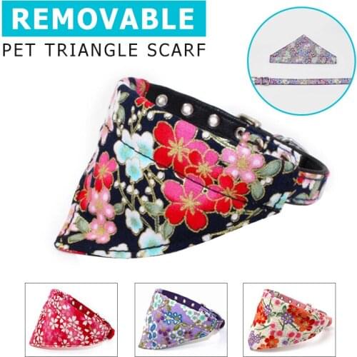 Adjustable Dog Triangle Scarf Removable Printing Dual Purpose Pet Collar Leash Washable Decorative Pets Products Cat Bandanas