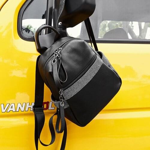 CGA Genuine Leather Bags For Women 2021 Luxury Backpack Diamond Jewelry Small School Bag Female Knapsack Daypack Sac Femme