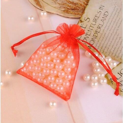 Organza Bags 5x7cm Red Color 100pcs/Lot Custom Jewelry Bags For Pearl Ring Can Be Customized Logo
