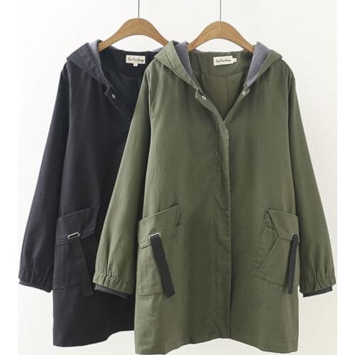 Plus Size Trench Coat Women 2021 New Spring Autumn Oversize Hooded Mid-Length Windbreaker Female Outerwear 3XL 4XL