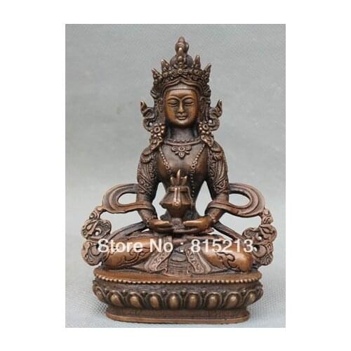 Wang 000301 Old Tibet Tibetan Buddhism Purple Bronze Amitayus longevity God Goddess buddha