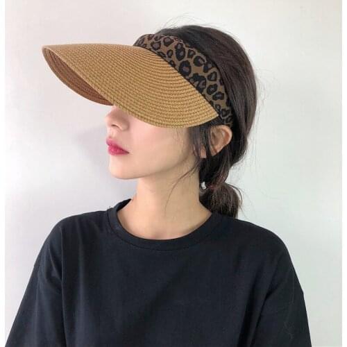 2021 Summer Fashion Hot Sale Ladies Leopard Sun Hat Empty Top Hat Sunscreen Sun Hat Straw Hat Beach Hat Sports Hat Leisure Hat