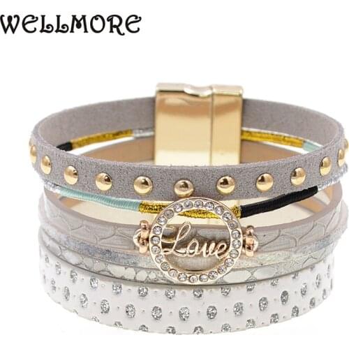 WELLMORE trendy leather bracelets love charm bracelets Bohemian bracelets&bangles for women gift wholesale jewelry