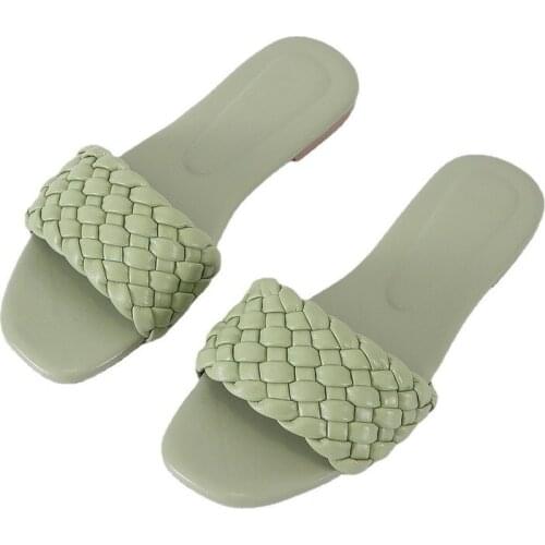 High Quality Casual Women Slipper Weave Home Ladies Flat Sandal Summer Comfortable Round Head Toe Solid Color Daily Women Shoes