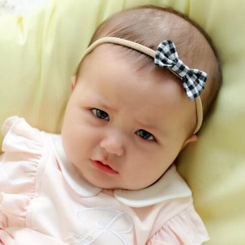1pcs, Hand Tied Cotton Linen Hair Bow Nylon headband, School Girl Bow Headbands Hair Accessory