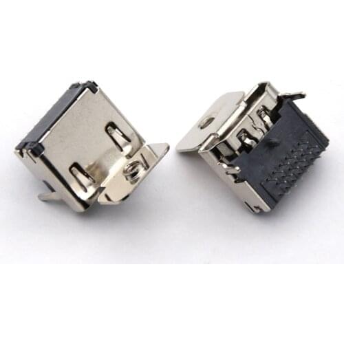 10PCS 19 pin Female Socket interface HDMI-compatible connector 90 degree 3 rows pin (7pin+6pin+6pin) With fixed screw holes