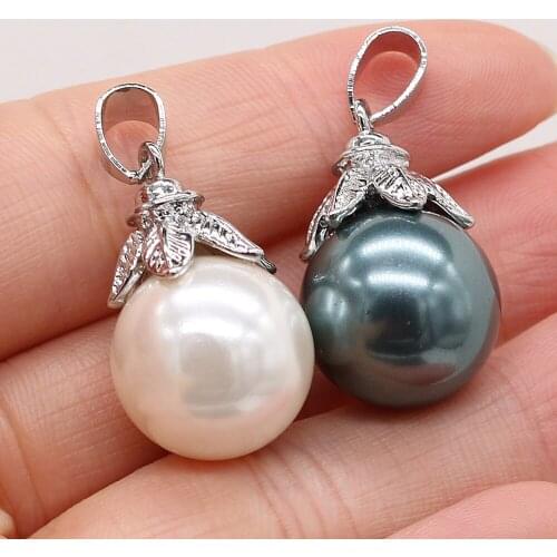2pcs Spherical Natural Shell Pendant Pretty Zinc Alloy Lace Shell Pendant for Making Jewerly Necklace Bracelet Earrings 16x16mm