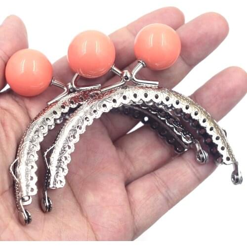 30PCS 8.5cm Ruffled Arch Purse Frames Kiss Clasps Clutch Buckle Handbag Handle Orange Ball Luggage Crafts Hardware Accessories