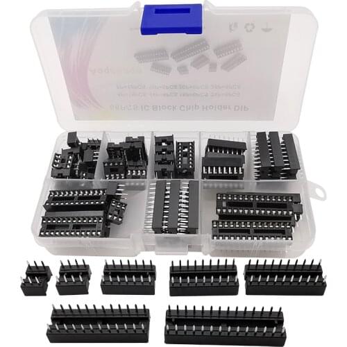 66Pcs/Box 8 Kinds DIP IC Sockets Adaptor Solder Type Socket Kit 6P 8P 14P 16P 18P 20P 24P 28 Pin IC Blocks Chip Socket