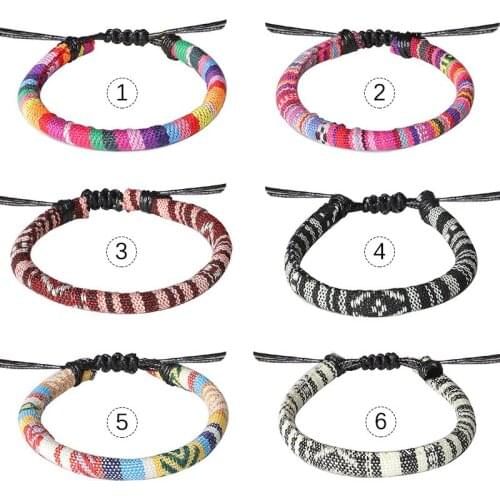 Bohemian Friendship Handmade Colorful Rope Chain Bracelet Ethnic Adjustable Bracelets for Women Girl Cuff Jewelry